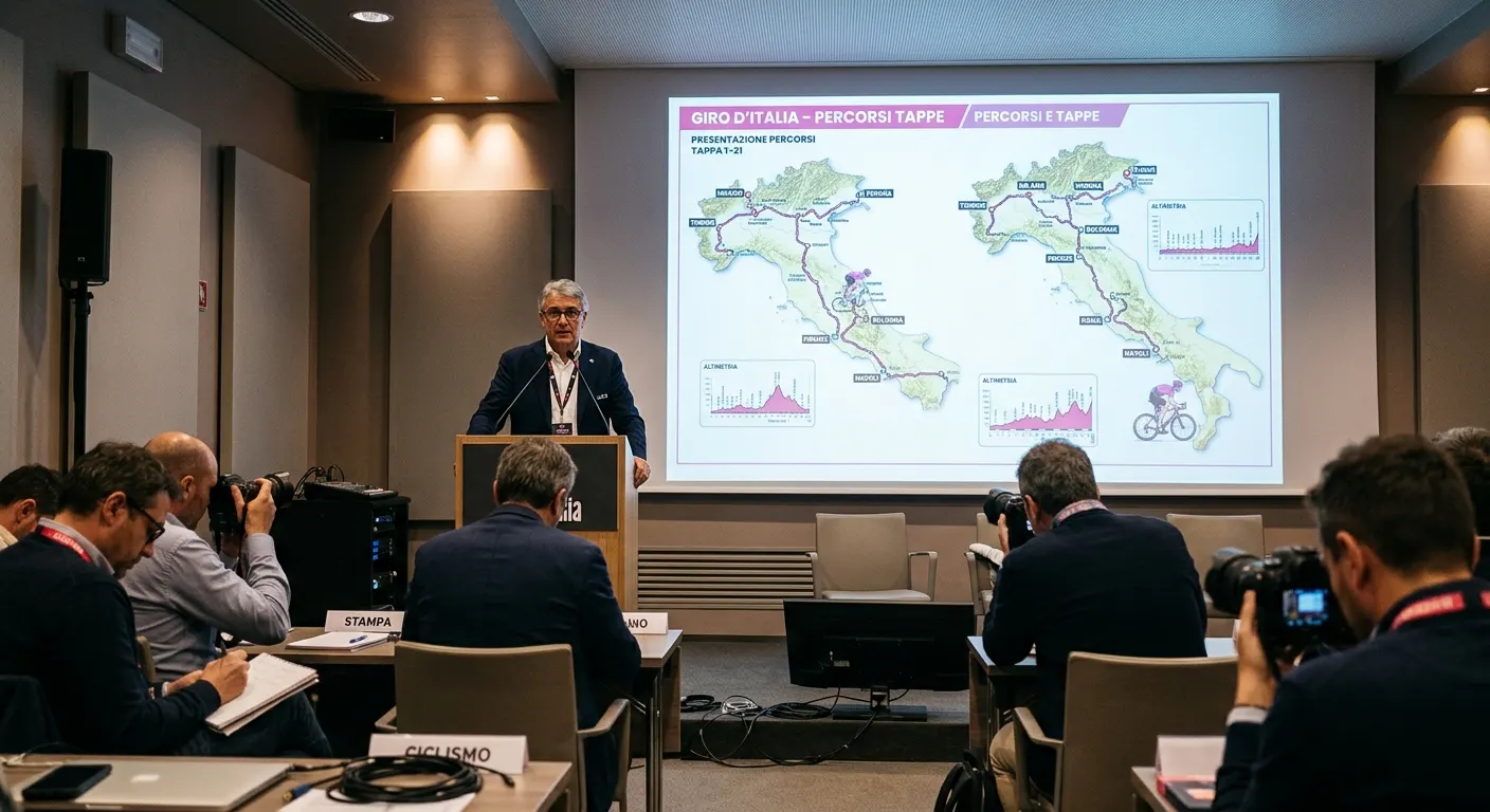Direttore di corsa presenta i tracciati iridati durante la conferenza di Montréal