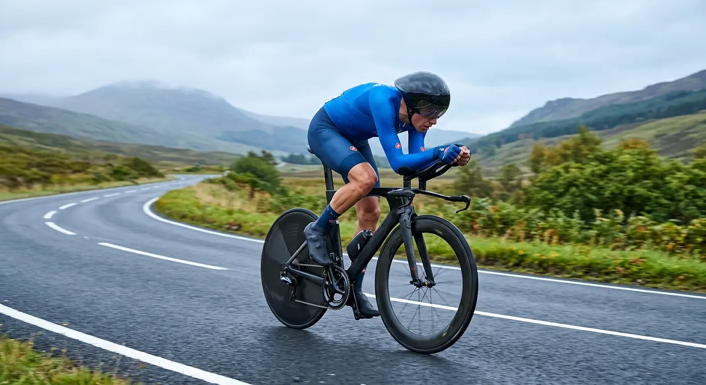 Ciclista specialista impegnato nella prova a cronometro individuale ai Mondiali