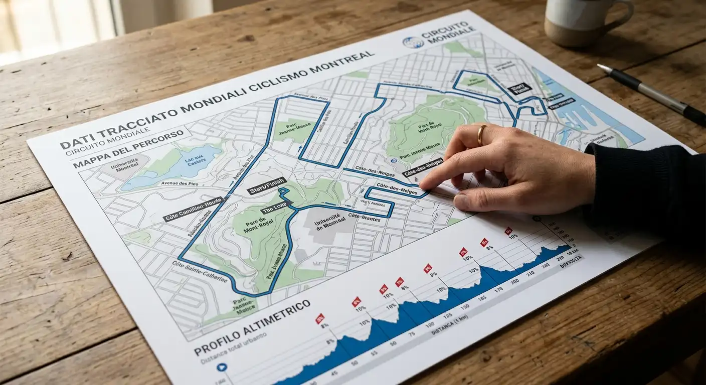 Planimetria e dati del tracciato dei Mondiali di ciclismo 2026 a Montréal