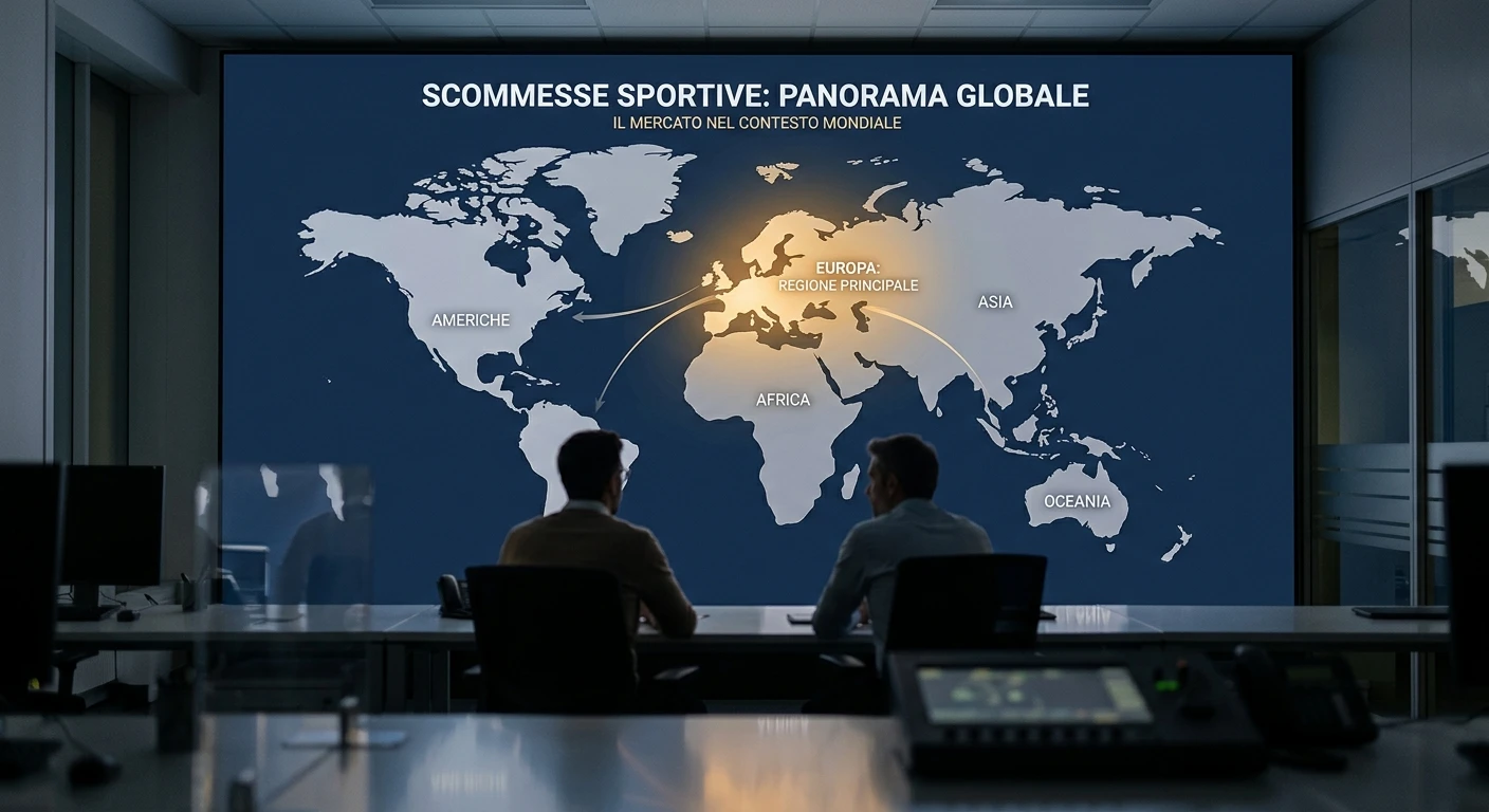 Mappa del mercato globale delle scommesse sportive con il peso dell'Europa