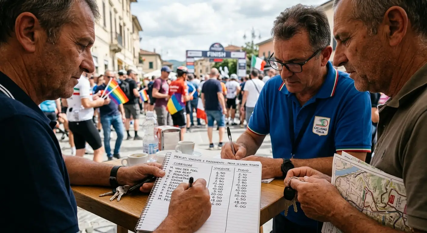 Lavagna con i mercati vincente e piazzamento per la prova in linea iridata