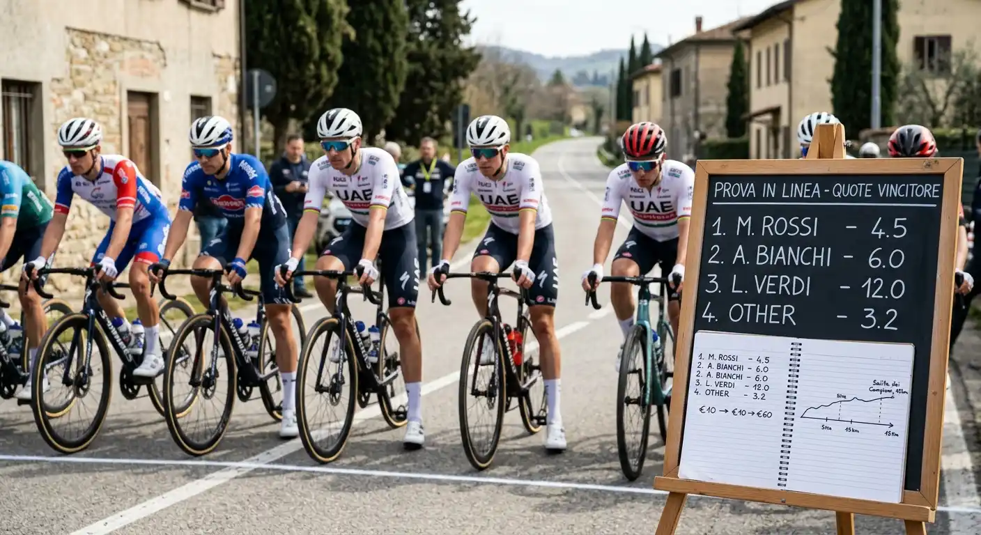 Corridori al via di una prova in linea pochi giorni prima della gara